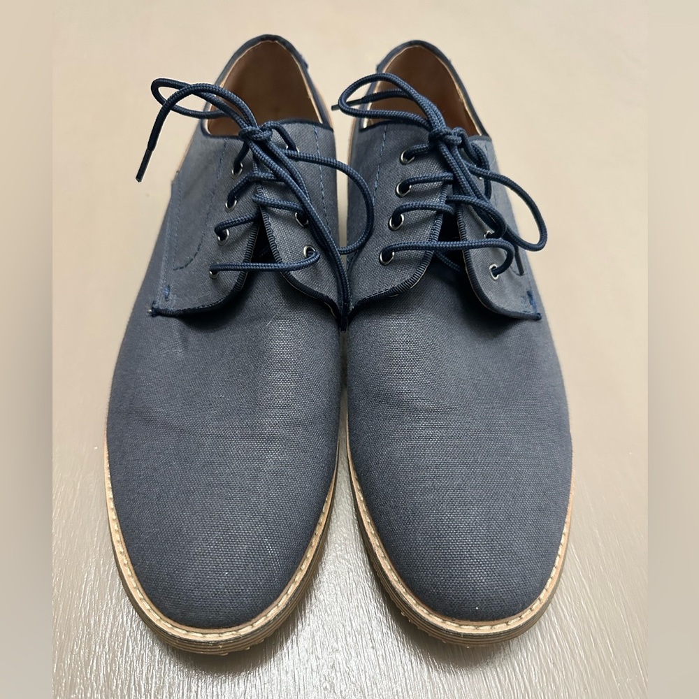 Steve Madden Men’s Blue Canvas Leather Lace-up Oxfords Shoes Brown Sole Size 12